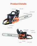 VEVOR Gas Chainsaw 52CC 2-Cycle Gasoline Powered Chainsaw 18 Inch Handheld Cordless Petrol Chain Saws For Forest, Wood, Garden and Farm Cutting Use