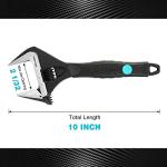 DURATECH 10-Inch Adjustable Wrench, Wide Jaw Opening Black Oxide Finish Plumbing Wrench, CR-V Steel, SAE and Metric Scale Marked, Ergonomic Grip