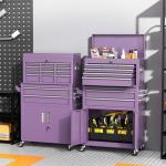 INTERGREAT 8 Drawers Tool Chest, 42'' Large Rolling Tool Chest with Drawers, Detachable Top Tool Box, Tool Cabinet for Repair Room,Warehouse, Rolling Tool Box with Hooks,Tray Divider,Liners(Purple)