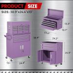 INTERGREAT 8 Drawers Tool Chest, 42'' Large Rolling Tool Chest with Drawers, Detachable Top Tool Box, Tool Cabinet for Repair Room,Warehouse, Rolling Tool Box with Hooks,Tray Divider,Liners(Purple)