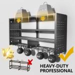 RacKeaLsi Large Power Tool Organizer Wall Mount, 4 Layer Garage Storage Cordless Tool Organizer with 8 Drills Holder, Heavy Duty Premium Metal Load 400 lbs, Ideal Garage Organization Gifts for Men