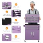 INTERGREAT 8 Drawers Tool Chest, 42'' Large Rolling Tool Chest with Drawers, Detachable Top Tool Box, Tool Cabinet for Repair Room,Warehouse, Rolling Tool Box with Hooks,Tray Divider,Liners(Purple)
