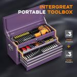 INTERGREAT 8 Drawers Tool Chest, 42'' Large Rolling Tool Chest with Drawers, Detachable Top Tool Box, Tool Cabinet for Repair Room,Warehouse, Rolling Tool Box with Hooks,Tray Divider,Liners(Purple)