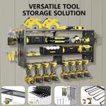 RacKeaLsi Large Power Tool Organizer Wall Mount, 4 Layer Garage Storage Cordless Tool Organizer with 8 Drills Holder, Heavy Duty Premium Metal Load 400 lbs, Ideal Garage Organization Gifts for Men