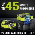 EWORK 21V Cordless Leaf Blower, Powerful Turbo Mode & 550 CFM, 2×3.0Ah Batteries & Fast Charger, Lightweight Electric Leaf Blowers for Lawn Care, Patio, Leaves & Dust