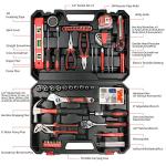 Yougfin 120 Piece Tool Set General Household Hand Kit with Plastic Toolbox Storage Case Red & Black