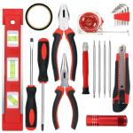 Yougfin 120 Piece Tool Set General Household Hand Kit with Plastic Toolbox Storage Case Red & Black