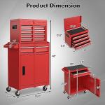 Goplus Rolling Tool Chest, 5-Drawer Tool Box Organizer w/Lockable Wheels & Sliding Drawers & Detachable Top & Adjustable Shelf, Tool Storage Cabinet for Garage Workshop (Red)