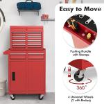 Goplus Rolling Tool Chest, 5-Drawer Tool Box Organizer w/Lockable Wheels & Sliding Drawers & Detachable Top & Adjustable Shelf, Tool Storage Cabinet for Garage Workshop (Red)