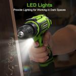 Cordless Drill Set,12V Power Drill Driver 3/8" Keyless Chuck with 42 Acessories, Built-in LED Light, 25+1 Position, Electric Drill for Home DIY Projects (Green)