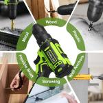 Cordless Drill Set,12V Power Drill Driver 3/8" Keyless Chuck with 42 Acessories, Built-in LED Light, 25+1 Position, Electric Drill for Home DIY Projects (Green)