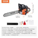 VEVOR Gas Chainsaw 58CC 2-Cycle Gasoline Powered Chainsaw 20 Inch Handheld Cordless Petrol Chain Saws For Forest, Wood, Garden and Farm Cutting Use