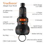 Vocforce 4V 3-Speed Electric Screwdriver 400rpm Max, 3-Torque Adjustable, 5" Compact Small Cordless Lithium Screwdriver w/USB-C Charger, Dual LED Light and 22pcs Bits Set
