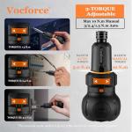Vocforce 4V 3-Speed Electric Screwdriver 400rpm Max, 3-Torque Adjustable, 5" Compact Small Cordless Lithium Screwdriver w/USB-C Charger, Dual LED Light and 22pcs Bits Set