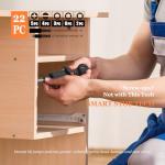 Vocforce 4V 3-Speed Electric Screwdriver 400rpm Max, 3-Torque Adjustable, 5" Compact Small Cordless Lithium Screwdriver w/USB-C Charger, Dual LED Light and 22pcs Bits Set