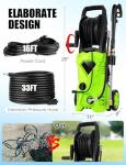 5000PSI Electric Pressure Washer - 2025 New Electric Power Washer with Upgraded 33ft Pressure Washer Hose Reel, Foam Cannon, 4 Nozzle Set, Power Washer for House/Patios/Car/Fence, Green