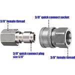 Tool Daily Pressure Washer Adapter Set, 3/8 Inch Quick Connect Kit, Female Fitting, Stainless Steel, 5000 PSI