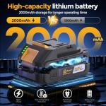 Aowei 20V Brushless Cordless Lithium-Ion Drill Set, Compact Design, Yellow Rechargeable Lithium-Ion Drill Kit, including 2.0Ah Battery, Charger and 3/8-inch Keyless Chuck