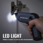 WORKPRO Electric Cordless Screwdriver with Offset Driving Shaft, 3.6V Automatic Rechargeable Screw Driver with 22PCS Bits, Battery Powered Automatic Screw Gun with LED Light & Carrying Case