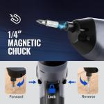 WORKPRO Electric Cordless Screwdriver with Offset Driving Shaft, 3.6V Automatic Rechargeable Screw Driver with 22PCS Bits, Battery Powered Automatic Screw Gun with LED Light & Carrying Case