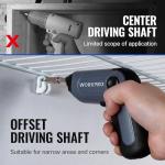 WORKPRO Electric Cordless Screwdriver with Offset Driving Shaft, 3.6V Automatic Rechargeable Screw Driver with 22PCS Bits, Battery Powered Automatic Screw Gun with LED Light & Carrying Case