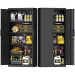 STEELIST Metal Garage Storage Cabinets, Lockable Tall Cabinet for Tools, 70.87" H Vertical File Cabinets with Doors and Shelves, Large Tool Cabinet for Basement, School, Black
