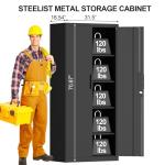 STEELIST Metal Garage Storage Cabinets, Lockable Tall Cabinet for Tools, 70.87" H Vertical File Cabinets with Doors and Shelves, Large Tool Cabinet for Basement, School, Black