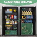 STEELIST Metal Garage Storage Cabinets, Lockable Tall Cabinet for Tools, 70.87" H Vertical File Cabinets with Doors and Shelves, Large Tool Cabinet for Basement, School, Black