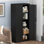 STEELIST Metal Garage Storage Cabinets, Lockable Tall Cabinet for Tools, 70.87" H Vertical File Cabinets with Doors and Shelves, Large Tool Cabinet for Basement, School, Black