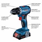 BOSCH GSR18V-400B12 18V Compact Brushless 1/2 In. Drill/Driver Kit with (1) 2.0 Ah SlimPack Battery