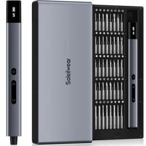 Mini Electric Screwdriver Set, Small Electric Precision Screwdriver with 5 Torque Levels, Max 0.75N.m, 500mAh Battery, 50-in-1 Cordless Power Screwdriver Kit for Laptop, Phone & Electronics Repair