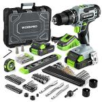 WORKPRO 20V 3-in-1 Cordless Drill Set with 102 PCS Acessories, Electric Screwdriver/Impact Drill Driver/Power Drill and Bits, Cordless Drill with Battery and Charger, 1/2" Chuck, Built-in LED