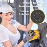 KUWZTY Random Orbit Sander for DEWALT 20v Battery, 5-Inch Variable Speed Orbital Hand Sander with Dust Collector for Sanding and Polishing (Tool Only,No Battery)