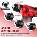 DEKOPRO 8V Cordless Drill, Drill Set with 3/8"Keyless Chuck, 42pcs Acessories, Built-in LED, Type-C Charge Cable, Red Power Drill for Drilling and Tightening/Loosening Screws