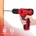 DEKOPRO 8V Cordless Drill, Drill Set with 3/8"Keyless Chuck, 42pcs Acessories, Built-in LED, Type-C Charge Cable, Red Power Drill for Drilling and Tightening/Loosening Screws