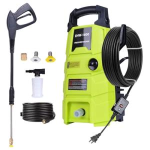RunInMist Electric Pressure Washer, 1800PSI 1.6GPM Portable Power Washer with 20FT Hose & 35FT Power Cord, Two Nozzles, 0.4L Soap Bottle for Car Driveways Patio Garden