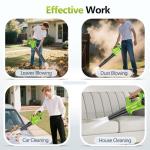 Electric Leaf Blower Cordless with 2 3.0Ah Battery and Charger, 2 Speed Mode 650CFM 280MPH Patio Tools with 2 Tubes, 20V Battery Powered Leaf Cleaner Handheld Blowers for Lawn Care, Dust, Leaves, Yard