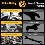 8-Piece Ratcheting Combination Wrench Set, Matte Silver Finish, SAE 5/16-3/4 in, 72-Tooth Ratchet Gears, 5° Swing Arc, Anti-Slip Tooth Design, Cr-V Steel, Full Chrome Plated, Foldable Storage Pouch