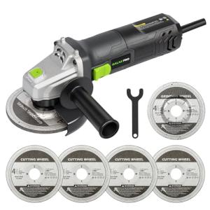 GALAX PRO Electric Angle Grinder,Equipped with 4.0 Amps Motor with 750W Max Output Power,4-1/2 inch Corded Angle Grinder 12000RPM with Cutting & Grinding Wheels,Flap Disc and Auxiliary Handle