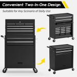 On Shine 8 Drawer Rolling Tool Chest, Large Capacity Rolling Tool Box with Wheels, Locking Mechanical Tool Chest, Portable Tool Box with Sliding Drawers for Garage Workshop and Tool Room (Black)