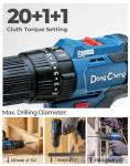 Dong Cheng 20V Brushless Heavy-duty Impact Drill, 443 in-lbs, 27000 IPM, 1/2" Keyless Metal Chuck, 20+1+1 Clutch, Cordless Hammer Drill with 2 Battery Kit for Drilling Brick Wall, Metal, Wood