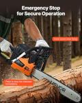 VEVOR 20inch 62CC Gas Powered Chainsaw, 3.8 HP 2 Stroke Engine Gas Power Chainsaws with Non-Slip Handle, Gas Chainsaws with Dual Fuel Tanks, For Wood Cutting, Tree Trimming, and Land Clearing