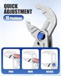 WORKPRO Mini Water Pump Pliers, 4-Inch Groove Joint Pliers, Fast Adjustable Tongue and Groove Pliers with 15-Position Push-Lock, V-Jaw for Multi-Surface Grip, Ideal for Tight Spaces and Versatile Use