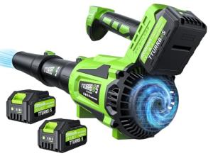 Leaf Blower Cordless - 650CFM Brushless Motor Leaf Blower with 6-Speed Control & Ergonomic Handle - Includes 2 x 5.0Ah Batteries & Fast Charger - Blowers for Lawn Care, Yard, Patio, Leaves, Snow, Dust