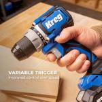 Kreg 20V Ionic Drive 1/2" Compact Drill, 20V Blue Ion Charger & 2Ah Battery Pack - Professional Cordless Drill with Compact Design - For Woodworking & Everyday DIY Applications - KPTBDR050A