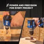 Kreg 20V Ionic Drive 1/2" Compact Drill, 20V Blue Ion Charger & 2Ah Battery Pack - Professional Cordless Drill with Compact Design - For Woodworking & Everyday DIY Applications - KPTBDR050A