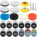 133 PCS Sanding Disc Drill Polishing Kit Sanding Attachment, 3 Inch Wet Dry Headlight Restoration Kit, Hook and Loop Sandpaper Buffing Pads with Rotary Tools for Car Wood Metal Glass Resin Expoxy