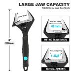 DURATECH 8-Inch Adjustable Wrench, Wide Jaw Opening Black Oxide Finish Plumbing Wrench, CR-V Steel, SAE and Metric Scale Marked, Ergonomic Grip