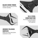DURATECH 8-Inch Adjustable Wrench, Wide Jaw Opening Black Oxide Finish Plumbing Wrench, CR-V Steel, SAE and Metric Scale Marked, Ergonomic Grip