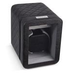 Heiden Monaco Watch Winder - Automatic Watch Winder for Automatic Watches, Rolex - Black Leather - Battery Powered or AC Adapter, 12 Program Settings, Diamond Stitched Vegan Leather